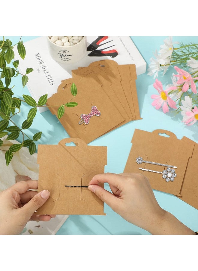 Geyee 50 Pcs Hair Clip Display Cards 4.75 X 5.25 In Kraft Hair Bow Holder Cards Brown Hair Bow Display Cards Rectangular Clip Collecting Cardboard For Hair Barrettes Jewelry Organizing Accessories - Image 3