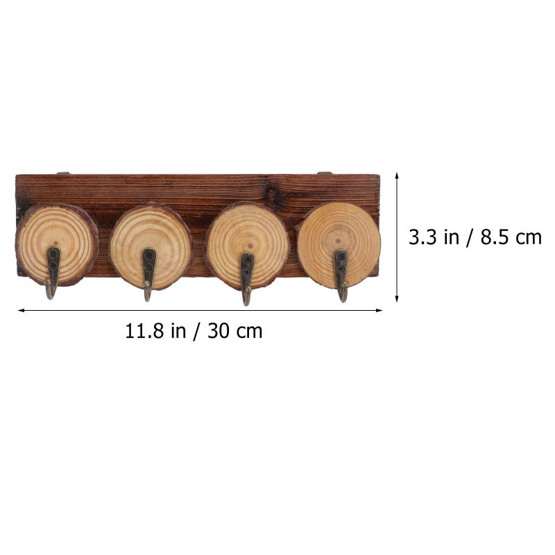 Wooden Wall Mounted Coat Hook Rack 30cm with 4 Key Hooks for Entryway Storage - Image 3