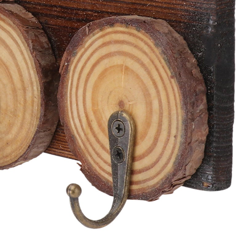 Wooden Wall Mounted Coat Hook Rack 30cm with 4 Key Hooks for Entryway Storage - Image 4