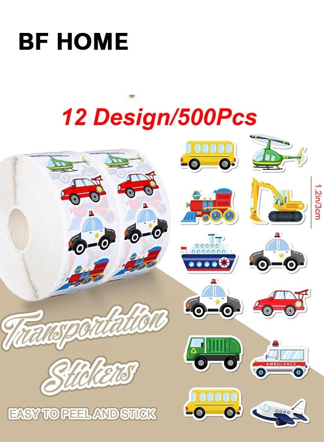 BF HOME 500 Pcs Cartoon Car Stickers, 12 Designs Stickers for Kids, 3cm Seal & Decorative Labels for Books, Bottles, Laptops - Image 2