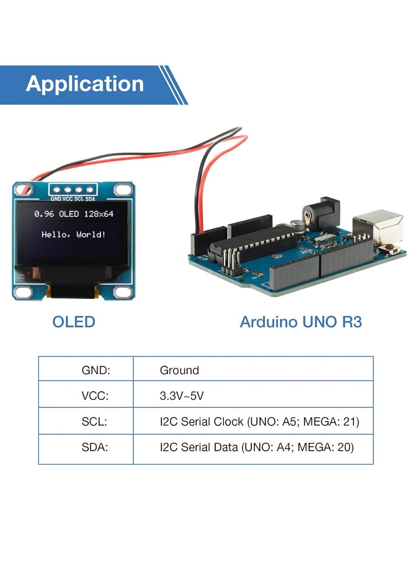 وحدة عرض OLED بحجم 0.96 بوصة I2C IIC 5 قطع SSD1306 Mini Self، شاشة مضيئة متوافقة مع Arduino Raspberry Pi