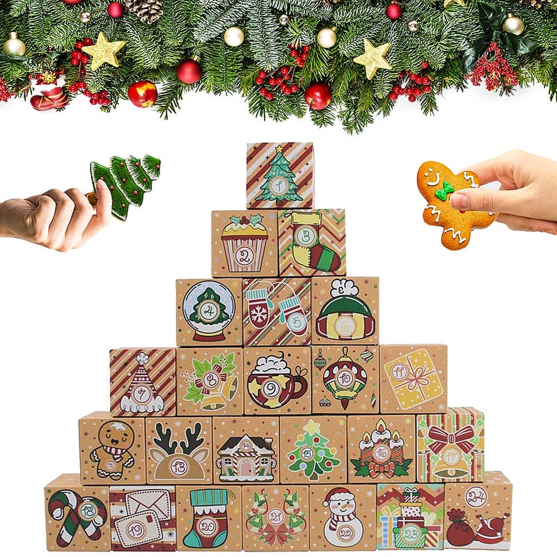 JWSCYSY Elephantpackage 24 Pcs DIY Kraft Paper Christmas Advent Calendar Boxes 24 Days Advent Countdown Gift Boxes Christmas Cardboard Number Boxes for Kids Adults School Office Xmas Holiday Decoration - Image 2