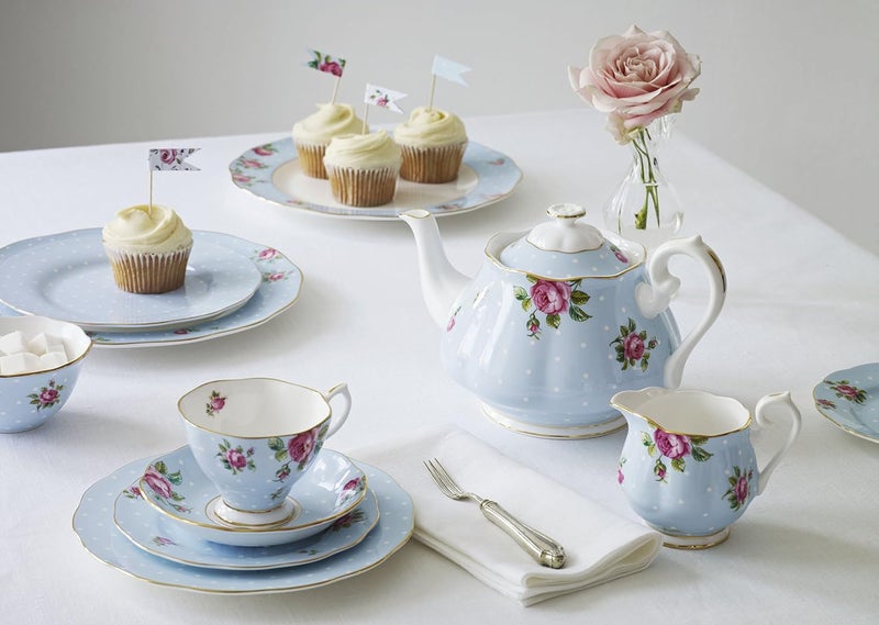 Royal Albert Modern Vintage Polka Blue Teacup & Saucer Set - 2 Piece Bone China - Image 3