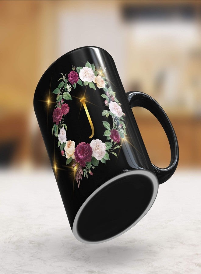 Gift Arcadia Ceramic Alphabet J Letter Flower Coffee Mug - 1 Piece, Black, 330ml (A171) - Image 3
