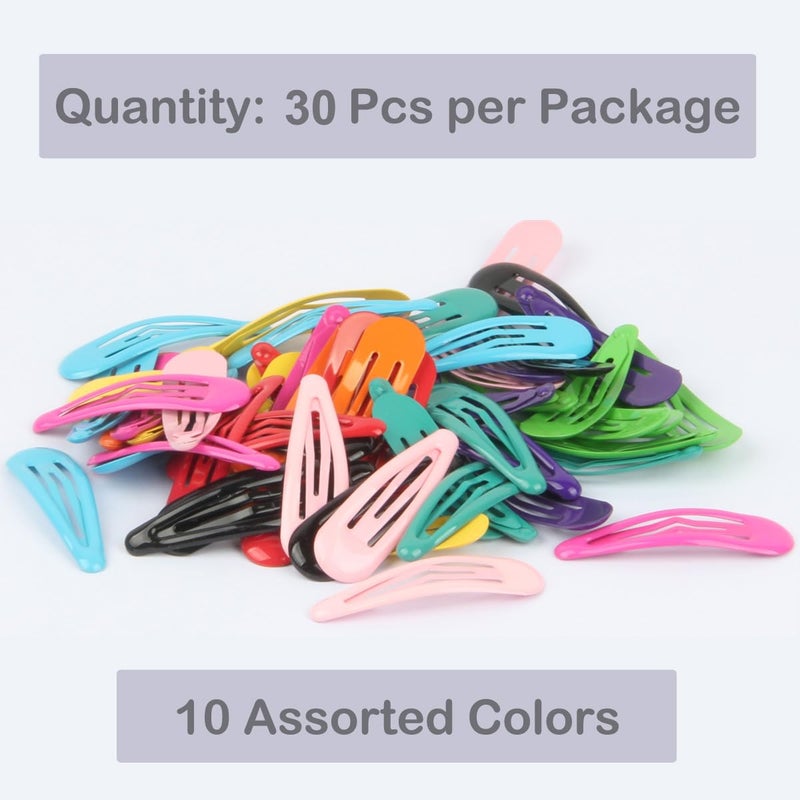 JFFX 30 Pcs Colorful Snap Hair Clips for Girls, 2 Inch Non-slip Metal Hair Barrettes in 10 Assorted Color for Kids Toddlers Teens Women Hair Accessories - Image 3
