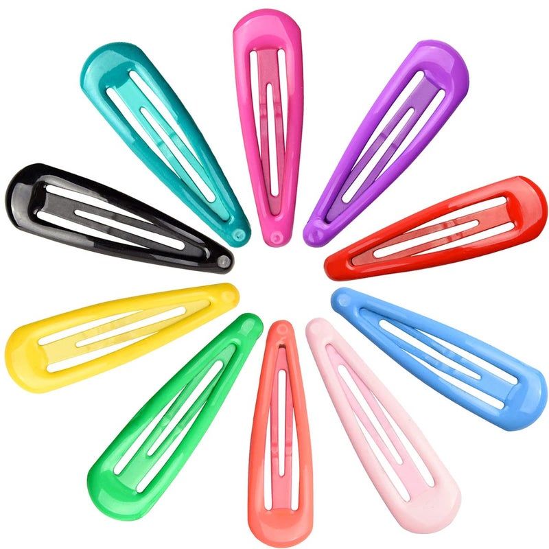 JFFX 30 Pcs Colorful Snap Hair Clips for Girls, 2 Inch Non-slip Metal Hair Barrettes in 10 Assorted Color for Kids Toddlers Teens Women Hair Accessories - Image 1