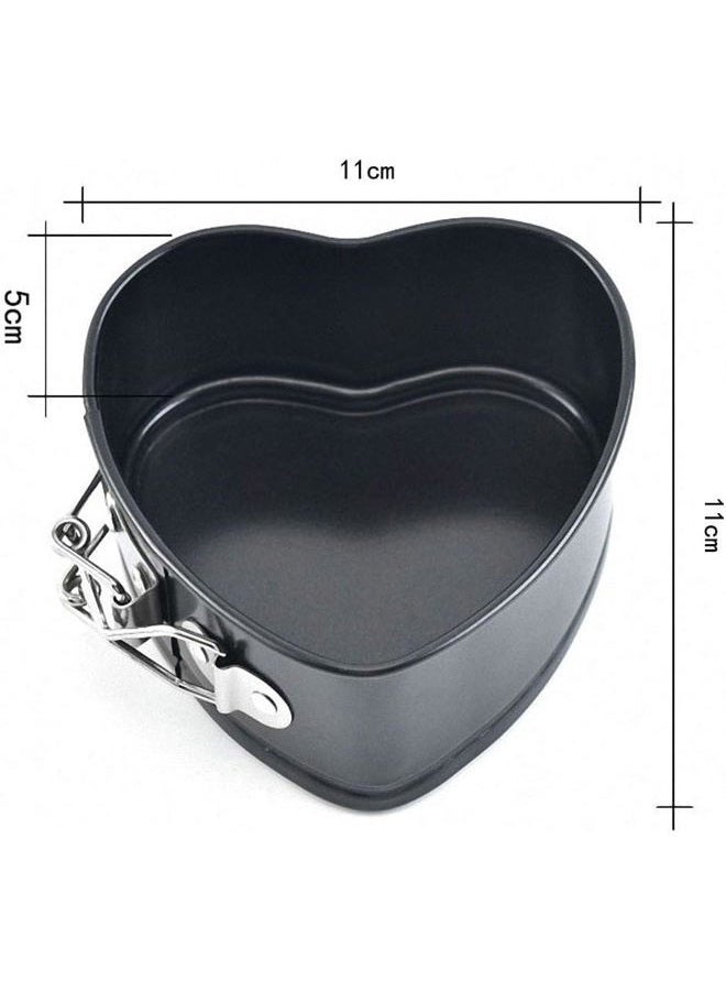 Senvasfa 4pcs Mini Non-Stick Spring Pan, 4 Inch Heart Shaped Cake Pan Mini Cheesecake Pan Baking Molds for Instapot, Pressure Cooker Baking, Air Fryer & Christmas, Valentine's Day Baking(Black) - Image 2