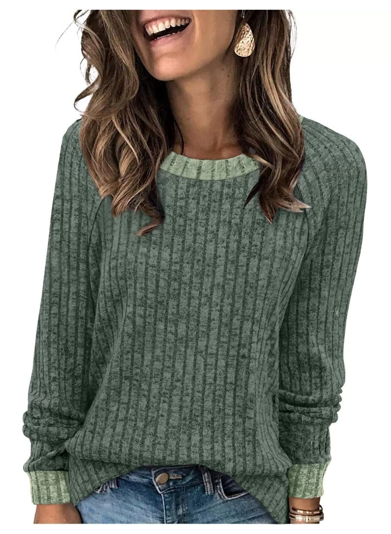 general WIHOLL Long Sleeve Shirts for Women Lightweight Sweaters Fall Outfits 2025 Color Block Winter Clothing Dressy Casual Soft - Image 1