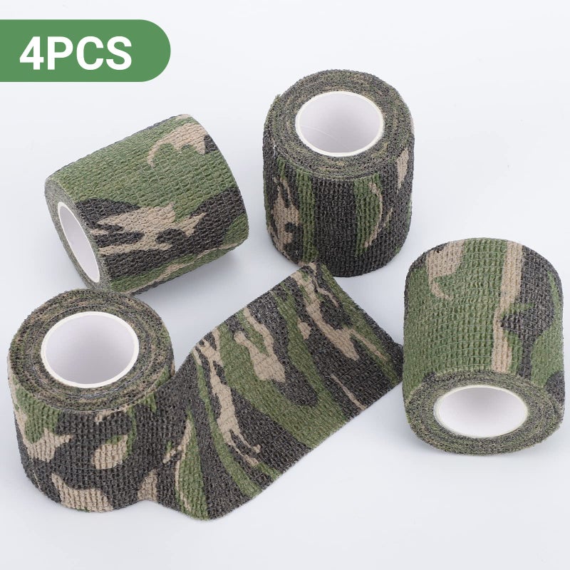 DROK 4 Roll Camo Grip Tape, 1.97in x 14.76ft Adhesive Stretch Cohesive Camo Tape for Outdoor Athletic Sports Bicycle Hockey Skateboard Scooter Bat, 4.92Yard Waterproof Protective Bandage Cover - Image 2