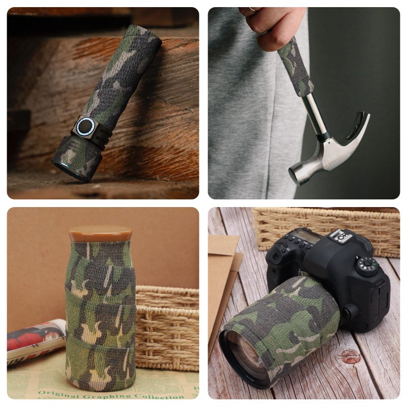 DROK 4 Roll Camo Grip Tape, 1.97in x 14.76ft Adhesive Stretch Cohesive Camo Tape for Outdoor Athletic Sports Bicycle Hockey Skateboard Scooter Bat, 4.92Yard Waterproof Protective Bandage Cover - Image 4