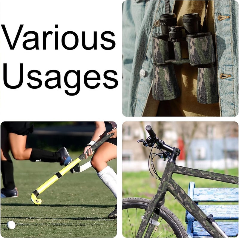 DROK 4 Roll Camo Grip Tape, 1.97in x 14.76ft Adhesive Stretch Cohesive Camo Tape for Outdoor Athletic Sports Bicycle Hockey Skateboard Scooter Bat, 4.92Yard Waterproof Protective Bandage Cover - Image 3