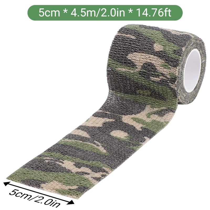 DROK 4 Roll Camo Grip Tape, 1.97in x 14.76ft Adhesive Stretch Cohesive Camo Tape for Outdoor Athletic Sports Bicycle Hockey Skateboard Scooter Bat, 4.92Yard Waterproof Protective Bandage Cover - Image 5