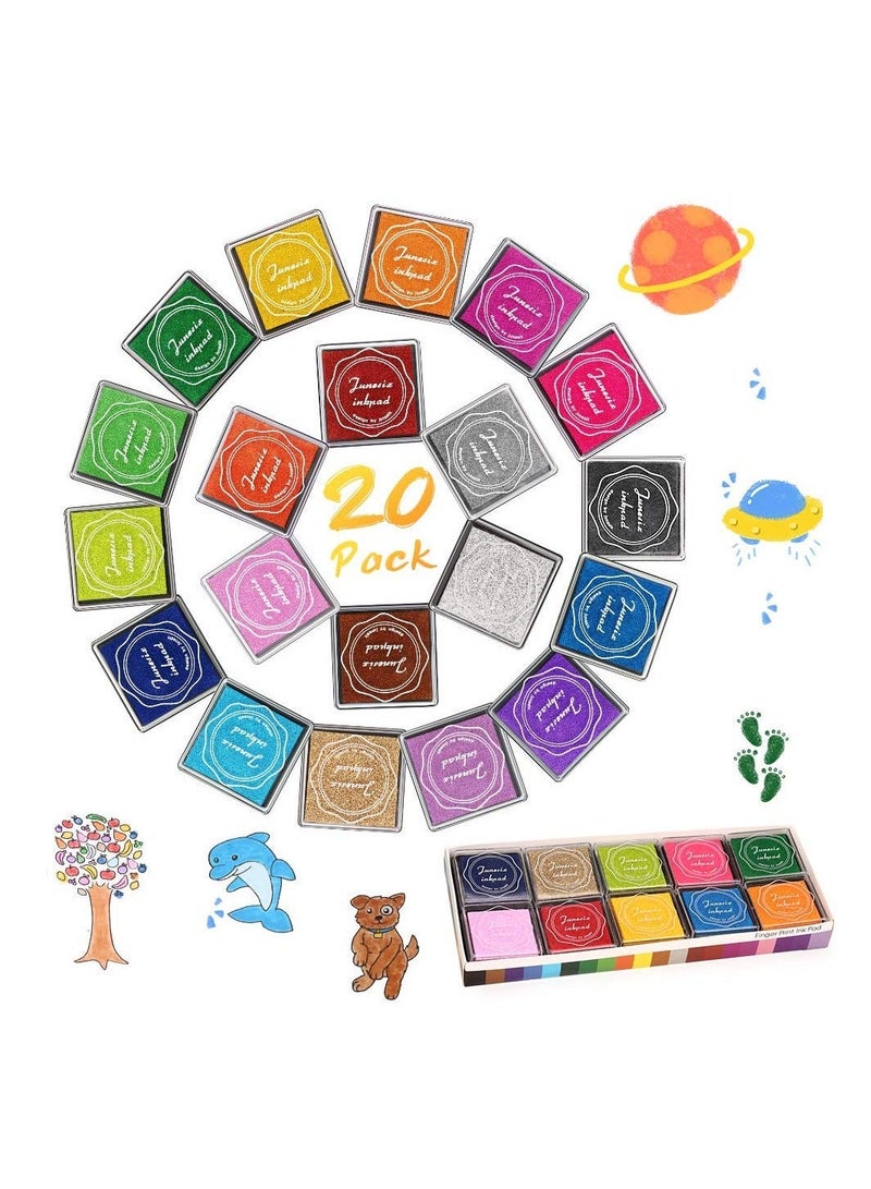 Color Ink Pad Finger Washable Craft Ink Pad for Kids Non-Toxic 20 Color Craft Ink Pad for Stamps Paper Wood Fabric - Image 4
