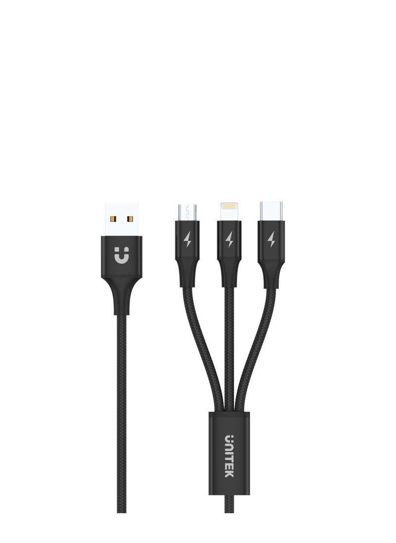 UNITEK Unitek C14049BK 3-in-1 Multi Charging Cable (USB-A to USB-C / Micro USB / Lightning.  - Image 4