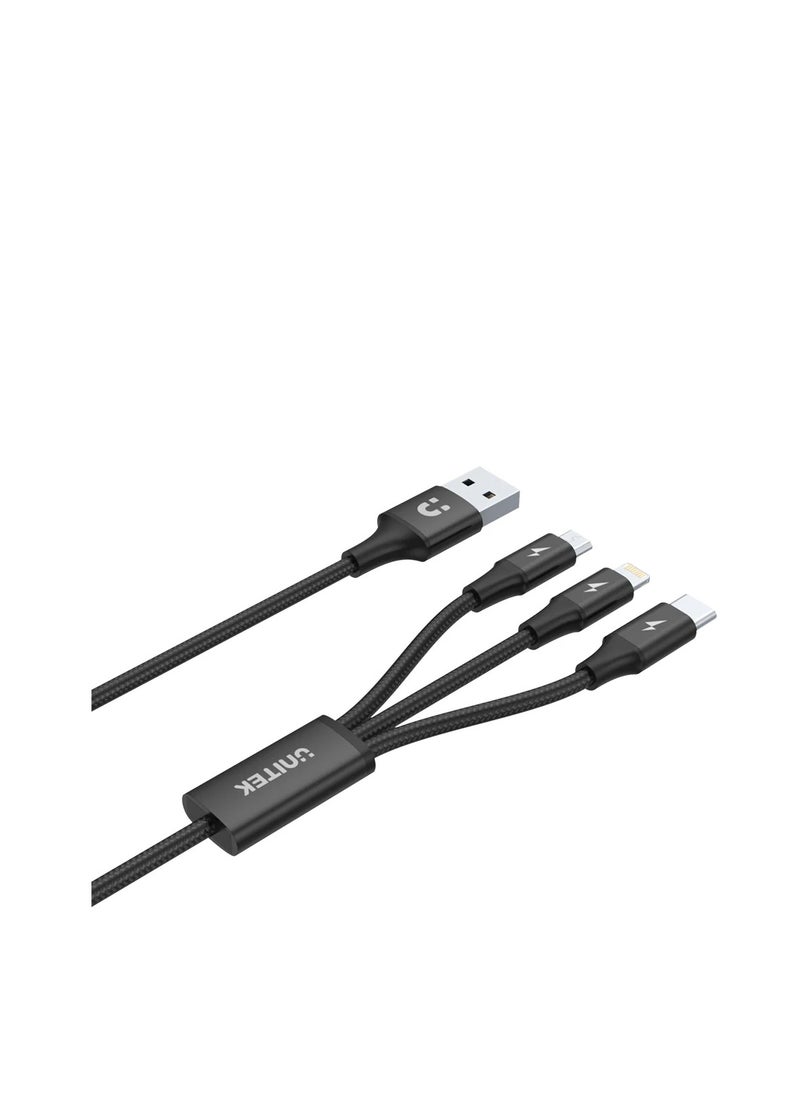 UNITEK Unitek C14049BK 3-in-1 Multi Charging Cable (USB-A to USB-C / Micro USB / Lightning.  - Image 3