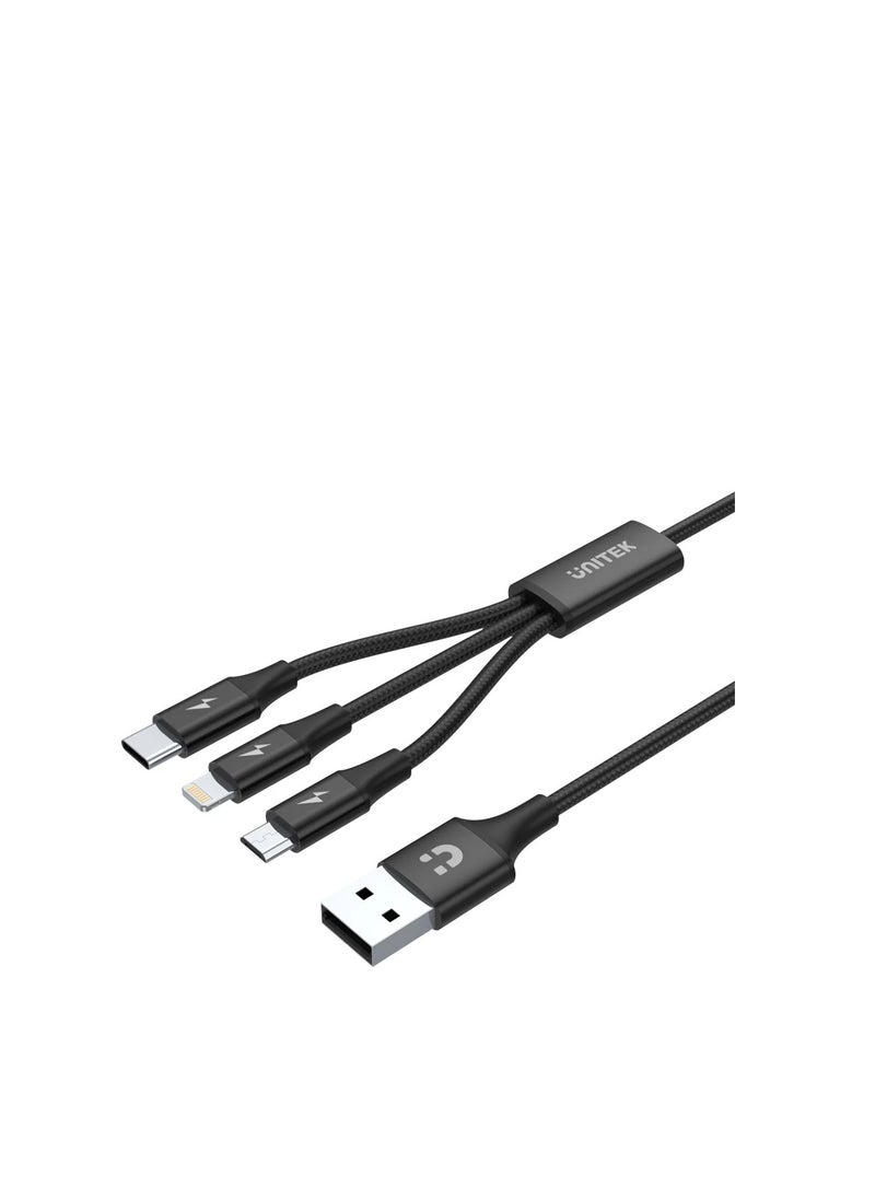 UNITEK Unitek C14049BK 3-in-1 Multi Charging Cable (USB-A to USB-C / Micro USB / Lightning.  - Image 2
