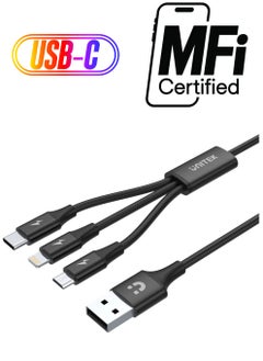 Unitek C14049BK 3-in-1 Multi Charging Cable (USB-A to USB-C / Micro USB / Lightning.