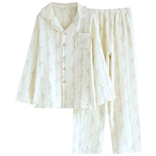 Vhitler Linen Set Coquette Womens Pajamas Set Summer Lounge Sets for Women Old Money Aesthetic (Floral02,M,Medium) - Image 1