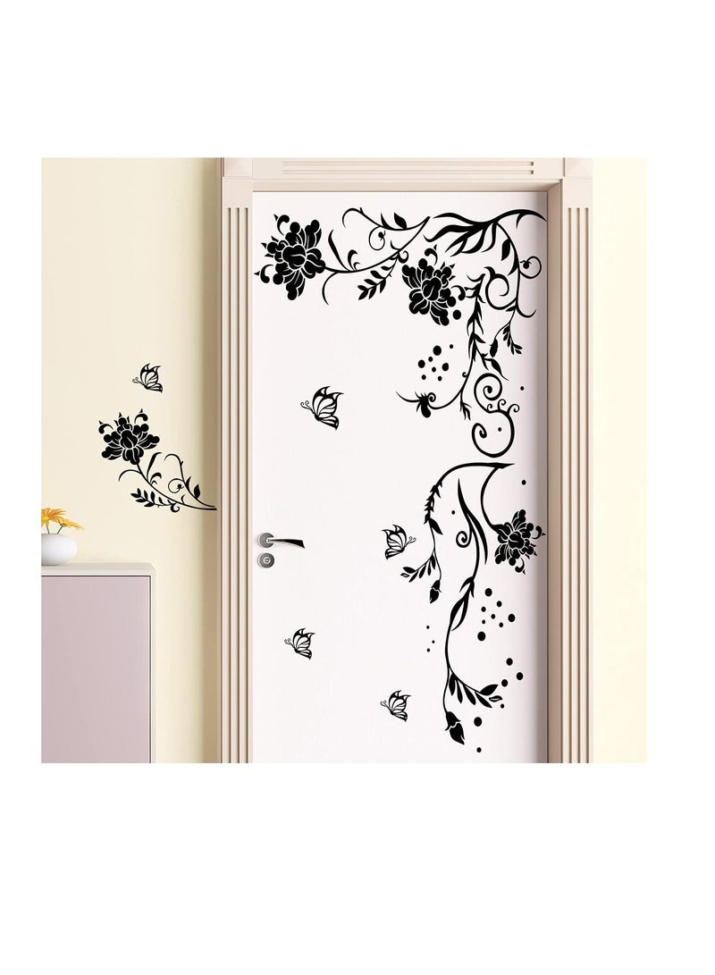 LiveGallery Black Vines Wall Sticker Flowers Wall Sticker Branches Vine Wall Sticker DIY Removable Vinyl Chrysanthemums Wall Decoration for Baby Children Girls Bedroom Living Room Office TV Sofa Background Home - Image 5