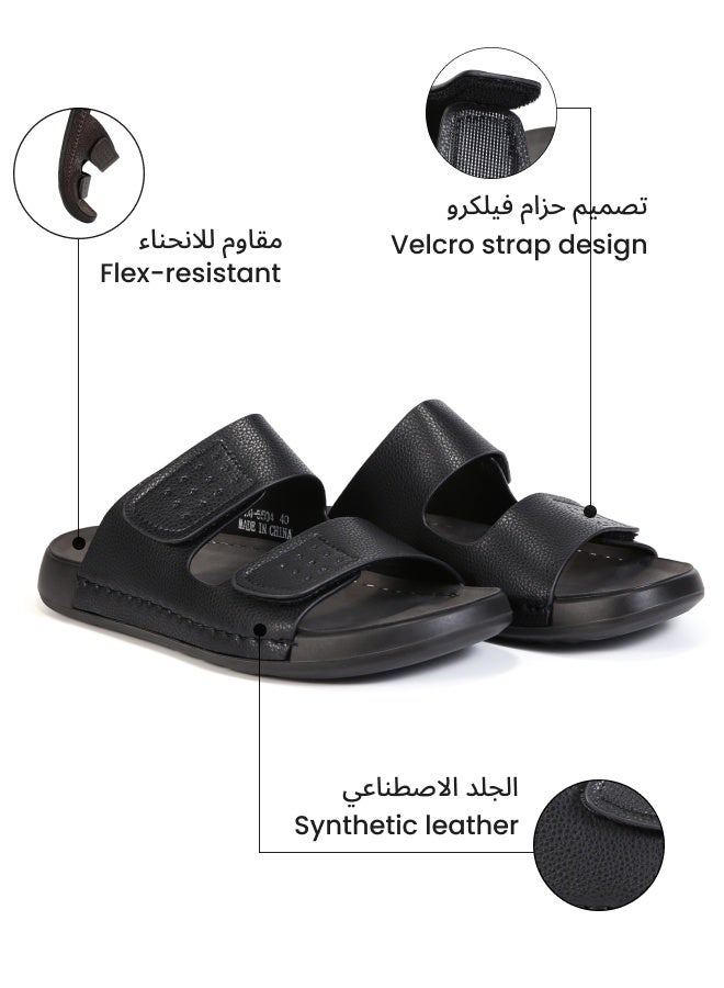 دي. دي.ستار  صندل رجالي عربي مريح بنعل إسفنج الذاكرة مصنوع يدويًا تصميم عربي تقليدي مقاس كبير للاستخدام اليومي والهدية والسفر - Image 3