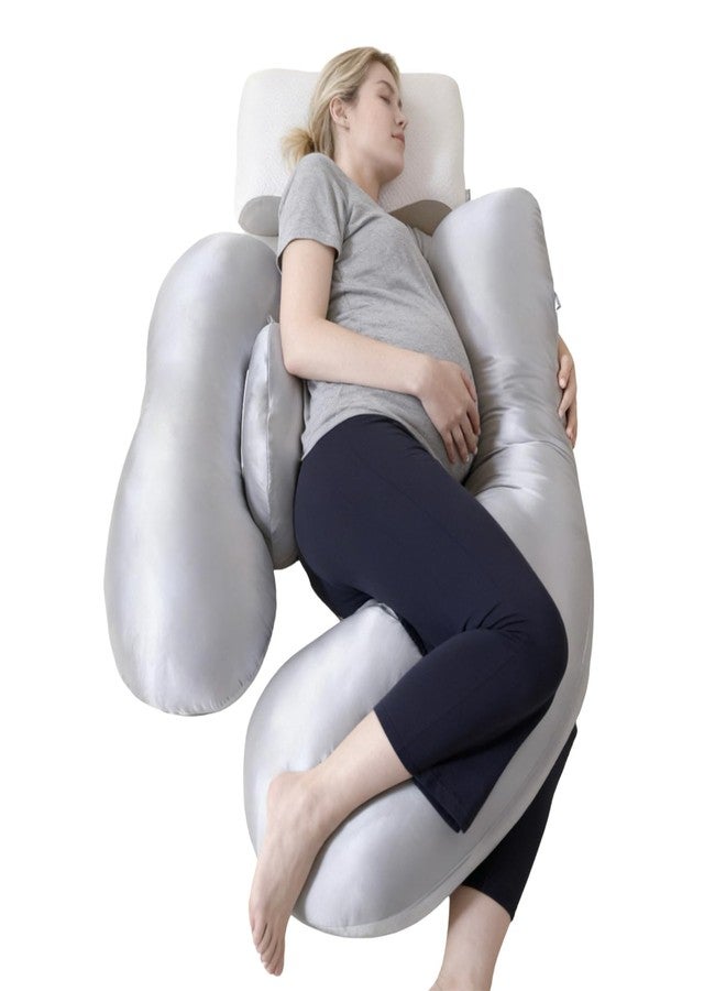 NOONTIDE Pregnancy Pillows for Side Sleeping - Adjustable Belly & Back Support Pillow,H Shaped Full Body Maternity Pillow with Cooling Removable Cover, for Pregnant Women and Adults(Grey) - Image 1