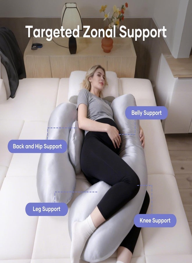 NOONTIDE Pregnancy Pillows for Side Sleeping - Adjustable Belly & Back Support Pillow,H Shaped Full Body Maternity Pillow with Cooling Removable Cover, for Pregnant Women and Adults(Grey) - Image 2