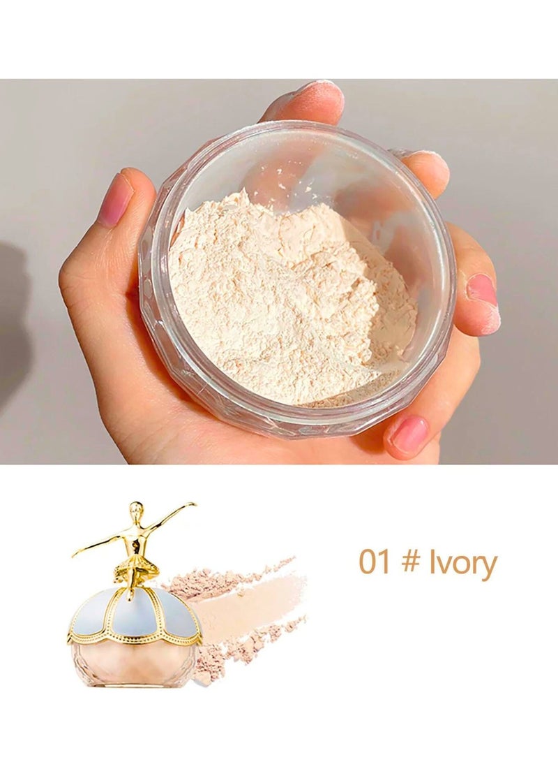 MACK ANDY Ballet Airy Loose Powder Light Breathable Oil Free Makeup Setting Powder Foundation - 01 Ivory - Image 2