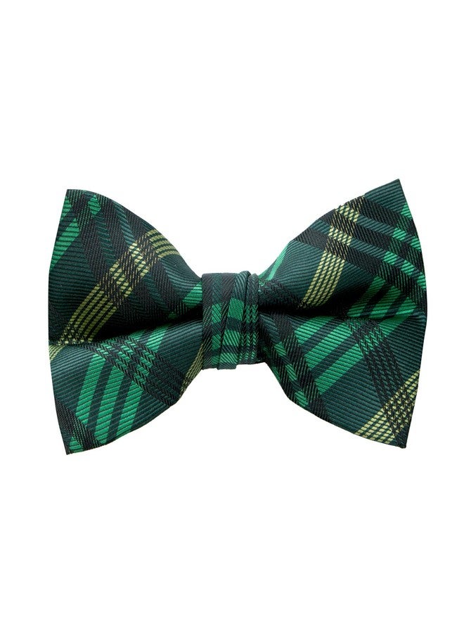 Spring Notion Boy's Plaid Woven Bow Tie Green Large - Image 1