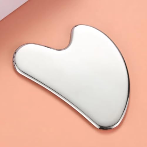 Inuvik® Premium Stainless Steel Metal Gua Sha Facial Tool. Firm Face Muscles,Reduce Puffiness,Tension,Helps Lymphatic Drainage. Guasha Beauty Tool For Body Neck Eyes(Heart Shape)(SS GUA SHA 85 GRM) - Image 1