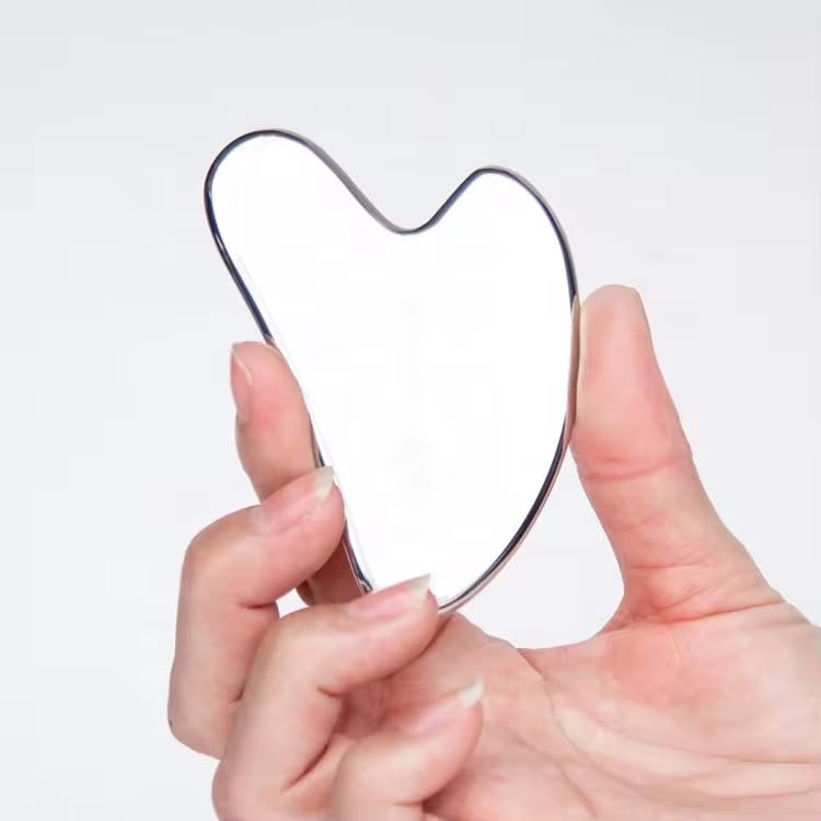 Inuvik® Premium Stainless Steel Metal Gua Sha Facial Tool. Firm Face Muscles,Reduce Puffiness,Tension,Helps Lymphatic Drainage. Guasha Beauty Tool For Body Neck Eyes(Heart Shape)(SS GUA SHA 85 GRM) - Image 5
