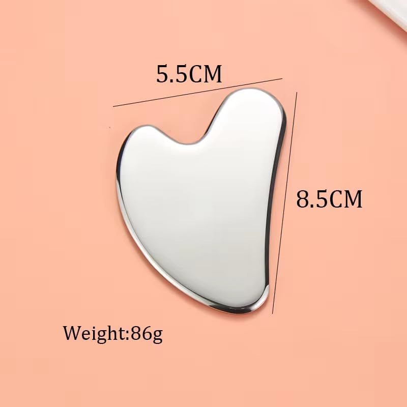 Inuvik® Premium Stainless Steel Metal Gua Sha Facial Tool. Firm Face Muscles,Reduce Puffiness,Tension,Helps Lymphatic Drainage. Guasha Beauty Tool For Body Neck Eyes(Heart Shape)(SS GUA SHA 85 GRM) - Image 3