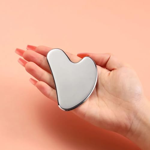 Inuvik® Premium Stainless Steel Metal Gua Sha Facial Tool. Firm Face Muscles,Reduce Puffiness,Tension,Helps Lymphatic Drainage. Guasha Beauty Tool For Body Neck Eyes(Heart Shape)(SS GUA SHA 85 GRM) - Image 2
