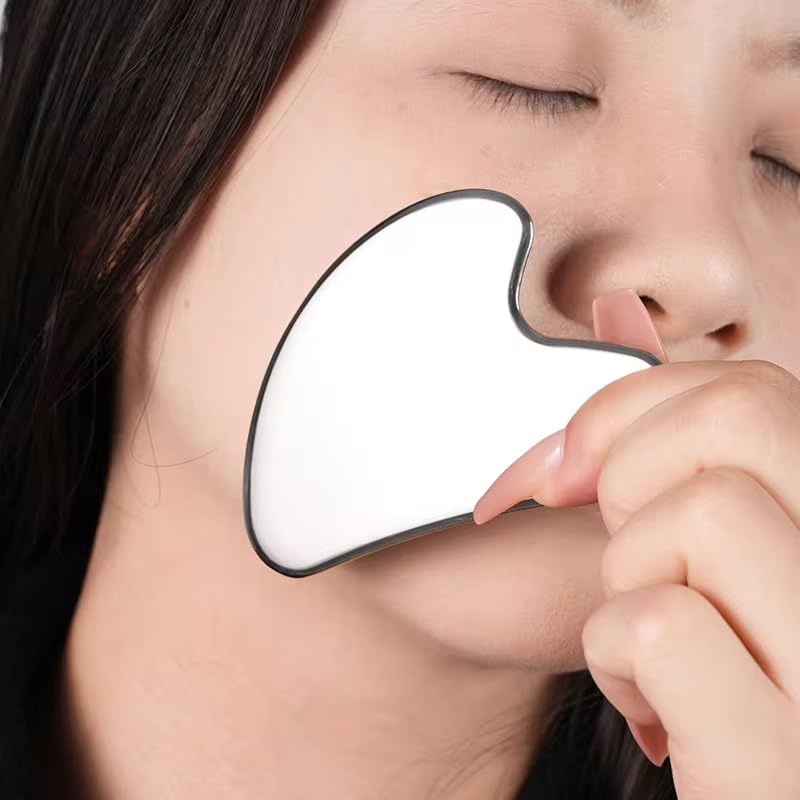 Inuvik® Premium Stainless Steel Metal Gua Sha Facial Tool. Firm Face Muscles,Reduce Puffiness,Tension,Helps Lymphatic Drainage. Guasha Beauty Tool For Body Neck Eyes(Heart Shape)(SS GUA SHA 85 GRM) - Image 4