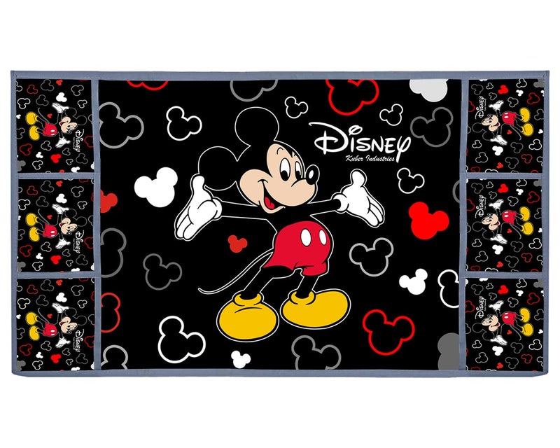 Kuber Industries Satin Finish Disney Mickey Printed Satin Fridge Top Cover, Protect for Scratches, Wear & Tear and Dust with 6 Utility Side Pockets (Black), Standard40.2 x 25.3 x 2 cm) - Image 2