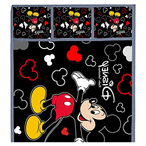 Kuber Industries Satin Finish Disney Mickey Printed Satin Fridge Top Cover, Protect for Scratches, Wear & Tear and Dust with 6 Utility Side Pockets (Black), Standard40.2 x 25.3 x 2 cm) - Image 5