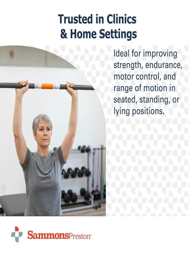 سامونز بريستون قضيب سامونز بريستون لإعادة التأهيل، برتقالي، 2 رطل، قضيب مُثقّل للتمارين، قضبان مُرمّزة بالألوان مع مقبض، معدات علاج طبيعي للاستخدام المنزلي والعيادي، تصميم صغير الحجم 30 بوصة - Image 4