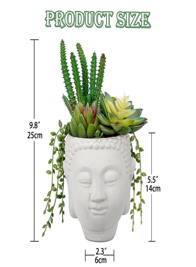 GnFlus Artificial Succulents Plants in Planter Buddha Head Zen Garden Fake Succulent Potted Plant for Home Office Desk Bathroom Shelf Living Room Indoor Outdoor Decor - Image 4