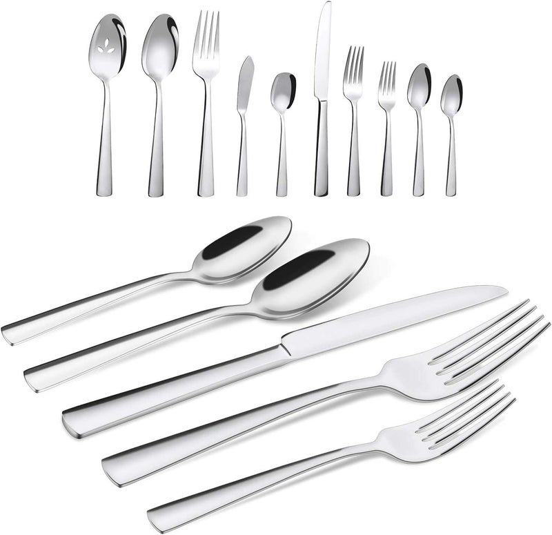 Brightown 65 Piece Silverware Flatware Cutlery Set, Stainless Steel Fork Spoon Knife Sets for 12, Dishwasher Safe,Ergonomic Design Size and Weight - Image 1