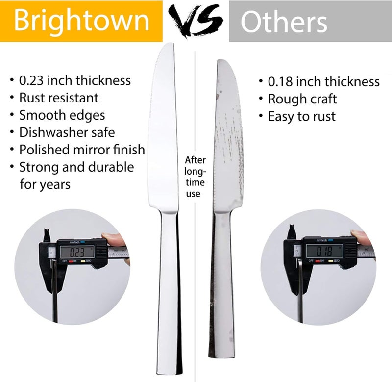 Brightown 65 Piece Silverware Flatware Cutlery Set, Stainless Steel Fork Spoon Knife Sets for 12, Dishwasher Safe,Ergonomic Design Size and Weight - Image 5