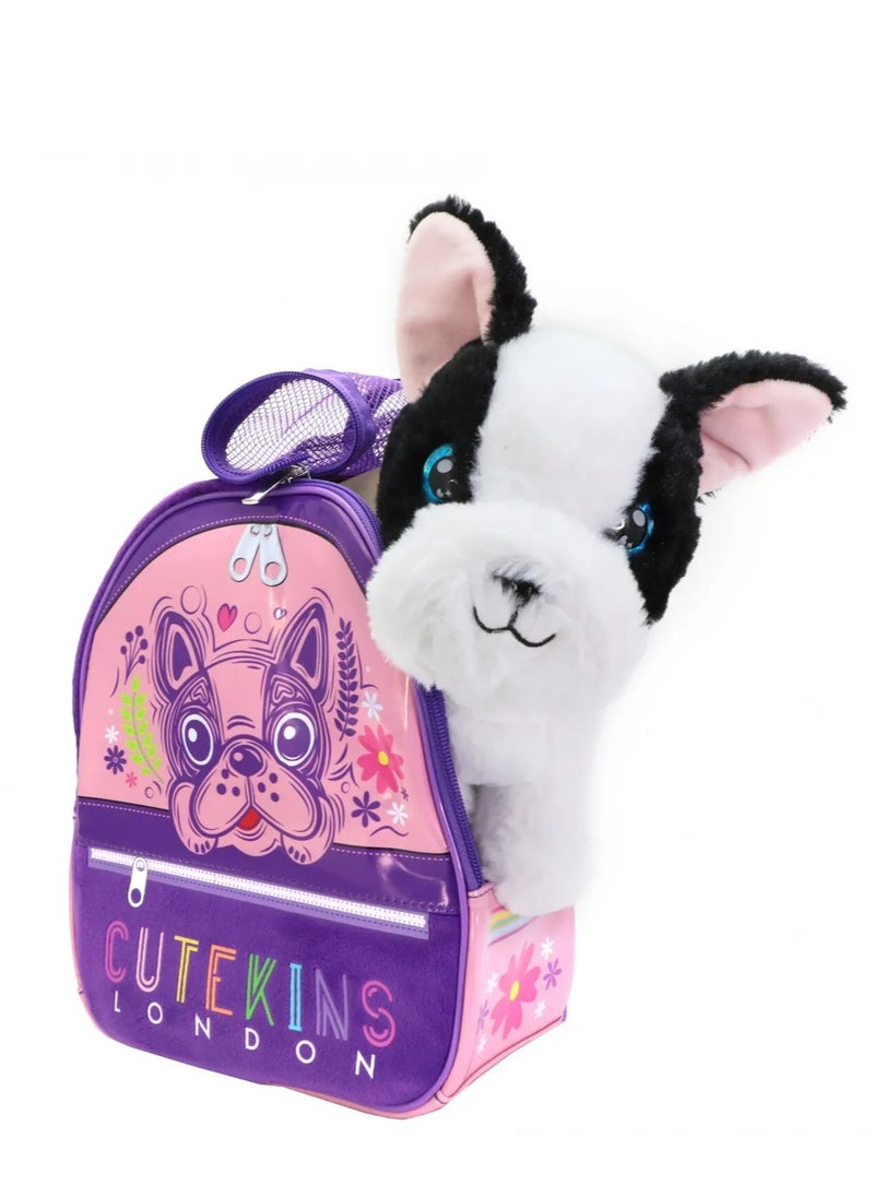 Funville FV CUTEKINS WHITE PUPPY POOCHI POO POSH PET & CARRIER 20 CM 