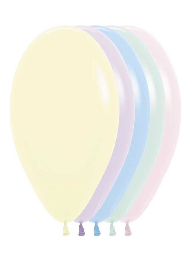 SEMPERTEX 05" Pastel Matte Yellow Lilac Blue Green Pink Sempertex Balloons (50 Count) (Pastel Assorted) - Image 2