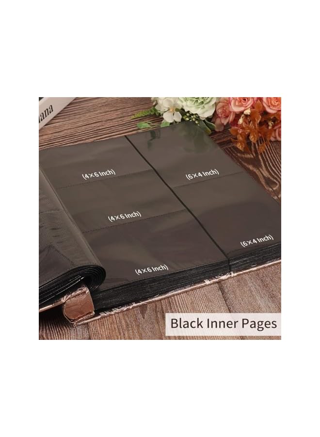 The Bros Photo Albums, 4x6 Inch 600 Photos Extra Large Capacity Family Wedding Picture Albums Photo Book, Horizontal and Vertical Photos Leather Cover Hand Made DIY Albums (Big Leaf Champagne Gold) - Image 3