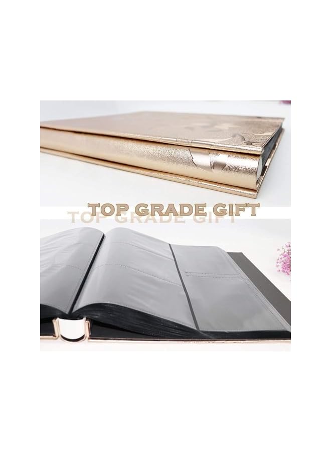 The Bros Photo Albums, 4x6 Inch 600 Photos Extra Large Capacity Family Wedding Picture Albums Photo Book, Horizontal and Vertical Photos Leather Cover Hand Made DIY Albums (Big Leaf Champagne Gold) - Image 4