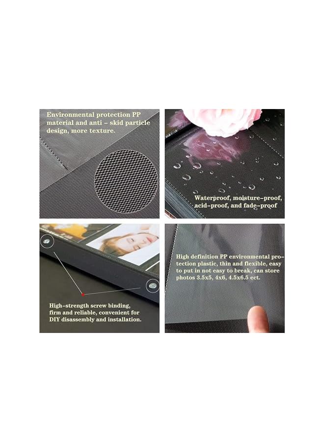 The Bros Photo Albums, 4x6 Inch 600 Photos Extra Large Capacity Family Wedding Picture Albums Photo Book, Horizontal and Vertical Photos Leather Cover Hand Made DIY Albums (Big Leaf Champagne Gold) - Image 2