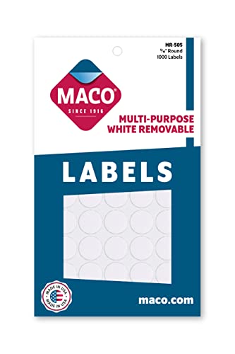 MACO White Round Multi-Purpose Labels, 5/16 Inches in Diameter, 1000 Per Box (MR-505) - Image 2