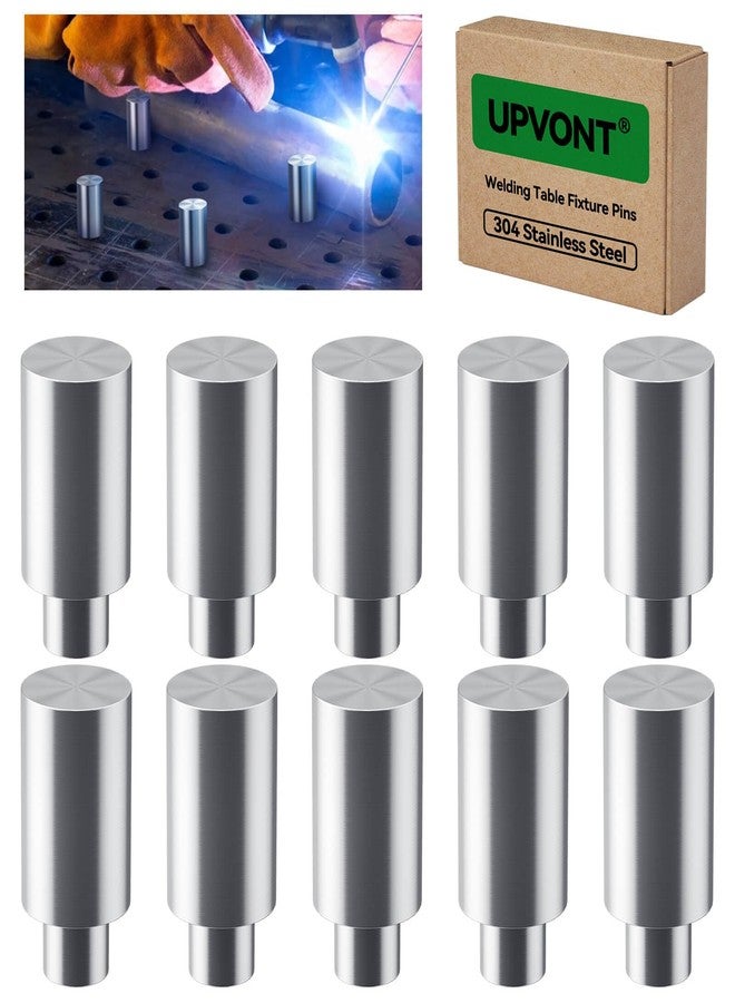 UPVONT Welding Table Fixture Pins - 304 Stainless Steel, 5/8" x 1" x 2", for 5/8" Welding Table Holes, 2" Total Height Fixture Stops, Precision Welding Table Accessories, Maintenance-Free Use (10 PCS) - Image 1