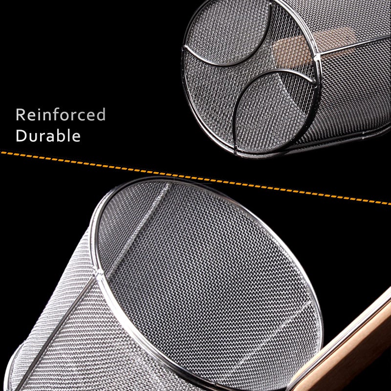 TENTA TENTA KITCHEN Tenta Kitchen Miracle Noodle Angel Hair Pasta Noodle Blanching Basket, Barilla Thin Spaghetti Pasta Deep Strainer Skimmer with Wooden Handle (5.51Inch/14cm) - Image 3