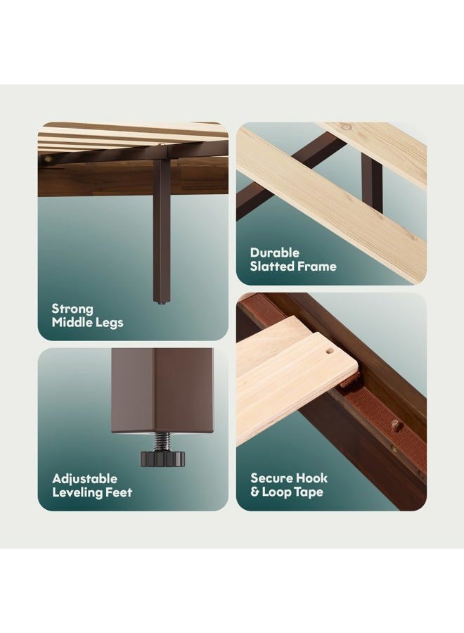 BME Catherine King Platform Bed Frame, Modern Bed Frame Without Headboard, Wooden Low Profile Bed Frame, Acacia Platform Bed Frame King, No Box Spring Needed, Supports up to 800lbs - Dark Chocolate - Image 4