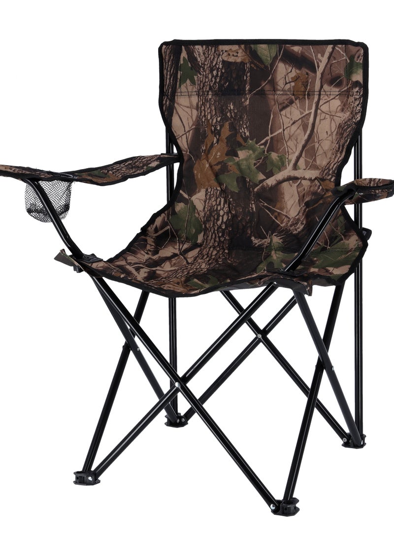 Royalford Camping Chair With Carrying Bag Foldable - Compact Foldable, Heavy Duty Frame | Cup Holder, Storage Pocket | Shoulder Travel Bag, Outdoor, Festival, Beach | 265 lbs Capacity Multicolour 80cm - Image 1