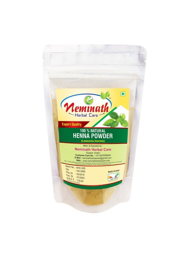 Neminath Herbal Care - Neminath Herbal Care Natural Henna Powder For Hair 100% Pure & Herbal Mehendi/Heena Leaves Powder Natural Hair Colorant 100 Grams Pack Of 1 By Neminath Herbal Care - Image 1